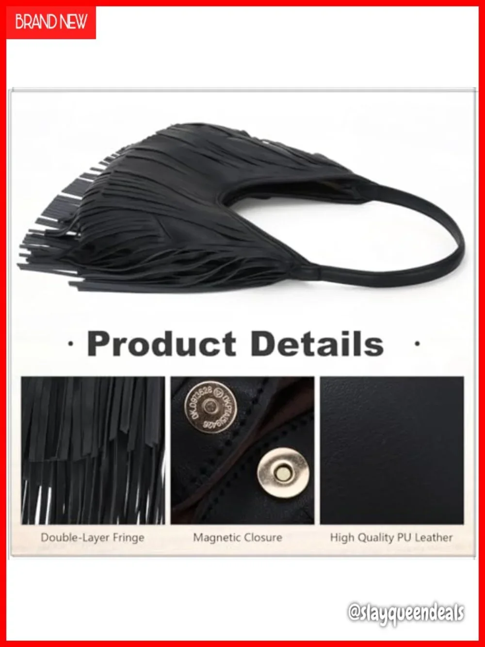 Faux Leather Fringe Hobo Purse Vintage Western Tassel Shoulder Bag